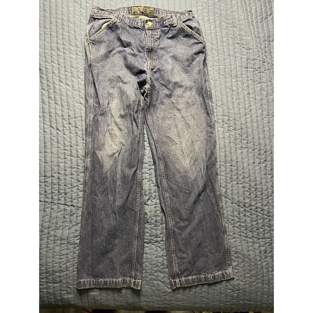 Structure Worker Denim Jeans Men's Size 33x32 Blue Wide Straight Leg